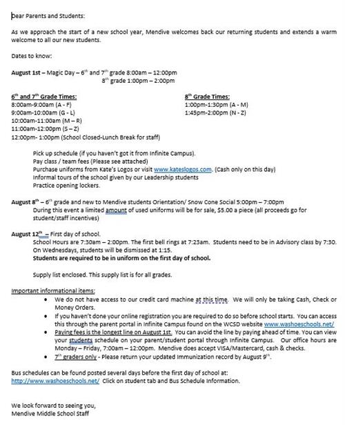 Summer letter